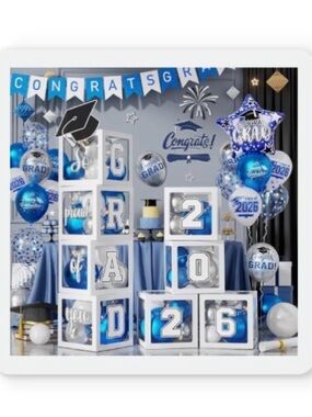 Blue & White Graduation Decorations